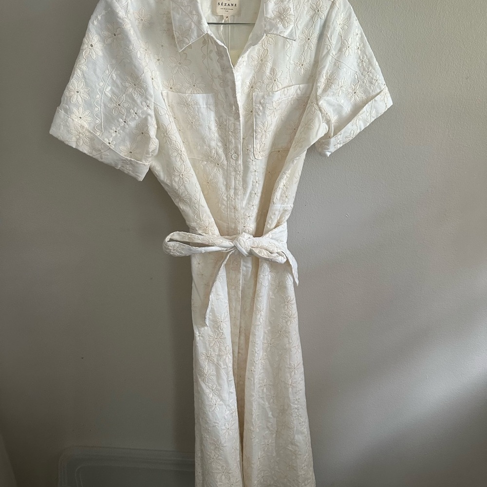 NWT Sezane Adele White Lace Dress